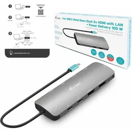 iTEC i-tec USB-C Metal Nano 2x Display Docking Station + PD 100W