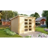 Flachdach Gartenhaus Gerätehaus 3x2.4M 28mm Holz Harz Ohne Boden EB28234oFL