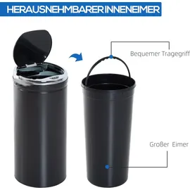 Homcom Sensor Mülleimer 42 l Schwarz