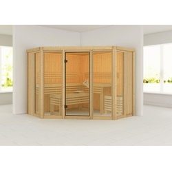 KARIBU Sauna »Ehmja 2«, BxHxT:231 x 198 x 231 cm, ohne Dachkranz - beige