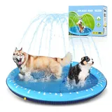 Nobleza Hundepool, D170 cm/67 in Planschbecken für Große & Kleine Hunde, 0.55mm Verdickt Anti-Rutsch Sprinkler Matte Hund Faltbarer Splash Pad für Sommer, Garten, DraußEn