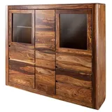 Massivmoebel24 Highboard Sheesham 166x40x145 walnuss gewachst TORONTO #204