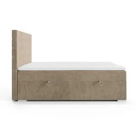Home Affaire Bett Semla mit Matratze und Topper, in 3 Breiten (140, 160 und 180 cm), Boxspringbett mit Kopfteil, Bettkasten, Matratze (BFK/TFK) und Topper braun 142 cm x 209 cm x 119 cm