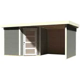 Woodfeeling Schwandorf 5 4,62 x 2,46 m terragrau inkl. Anbaudach, Seiten- und Rückwand