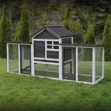 MyAnimal Hasenstall MH-31 | Hasenkäfig Zweistöckig - Freilaufgehege - Kaninchenstall - 5 Türen - Kleintierstall - wetterfester Stall - Dach zum ... - Grau/Weiß