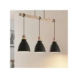 LINDBY Trebale 3-flg. 60 W 28 cm rechteckig schwarz Holz, Metall