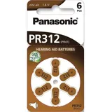 6 x Panasonic Typ 312 Hörgerätebatterien 1 x 6er-Blister 1,45V Braun