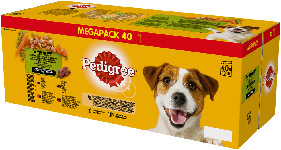 PEDIGREE Adult Beutel 40x100g Gemischte Geschmacksrichtungen - Nassfutter für Hunde (Huhn und Gemüse, Rind und Gemüse, Truthahn und Karotten, Rind und Lamm) (Rabatt für Stammkunden 3%)