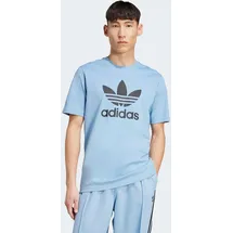 adidas T-Shirt ADIDAS ORIGINALS "TREFOIL T-SHIRT", Herren, Gr. L, ash blau, schwarz, Obermaterial: 100% Baumwolle, normal, Rundhals, Shirts T-Shirt, Basic Shirt mit großem Trefoil Logoprint