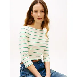 Tommy Hilfiger Damen Slim Cody Boat-Nk 3/4Slv Ww0Ww40589, Weiß, XL - XL