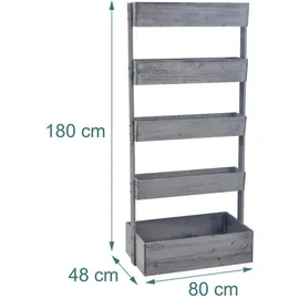 Relaxdays Vertikalbeet 180 x 80 x 48 cm Grau