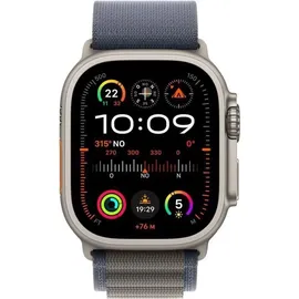 Apple Watch Ultra 2 GPS + Cellular 49 mm Titangehäuse natur, Alpine Loop blau M