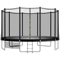 JUMMICO Trampolin Outdoor Ø 183/228/305/366/427 cm, Gartentrampolin für Kinder mit Leiter und Seitentasche (Schwarz,366cm)