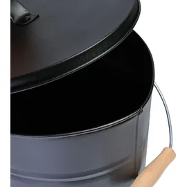 Kamino Flam Ascheeimer oval Metall 24 l mit Deckel Schwarz