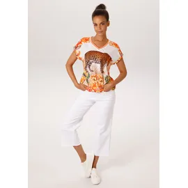 Aniston CASUAL Shirtbluse mit Leopard, tropischen Vögeln, Blüten und Blättern braun|bunt|gelb|grün|rosa|rot 44 EU