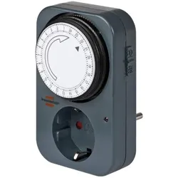 Zeitschaltuhr MZ 20, mechanische Timer-Steckdose mit Kindersicherung, grau