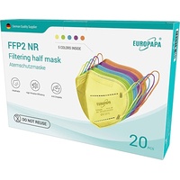 EUROPAPA® 20x FFP2 Bunt Atemschutzmaske 5-Lagen Staubschutzmasken einzeln Verpackt