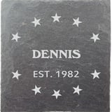 laser-diele Untersetzer Personalisiert – Glasuntersetzer mit Name Graviert – Schieferuntersetzer als Geburtstagsgeschenk – Schieferplatte 10 x 10 cm (Sterne)