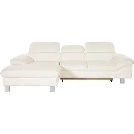 Cotta Ecksofa "Driver L-Form", weiß (altweiß), B:268cm H:73cm T:169cm, LEDER BEEFY (ein abgedecktes Spalt-Rindsleder) im Sitz und Rücken (Korpus in Kunstleder);Luxus-Kunstleder;Kunstleder SOFTLUX;NaturLEDER (echtes Rindsleder), Rückseite mit schwarzem