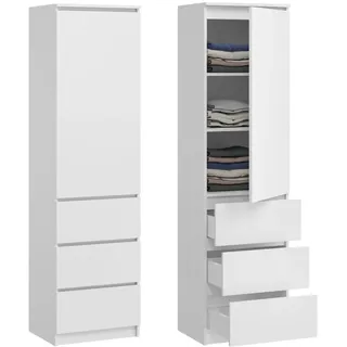 home collective Kleiderschrank, Weiß Holzwerkstoff, 3 Schubladen 50x180.5x40 cm Schlafzimmer, Kleiderschränke