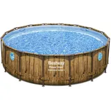 Bestway® Power SteelTM Swim Vista SeriesTM Ersatz Frame Pool Ø 488 x 122 cm, Holz-Optik (Pinie), rund