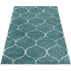 Hochflor-Teppich AYYILDIZ TEPPICHE "SALSA 3201", blau, B:200cm H:50mm L:290cm, Polypropylen (PP), Teppiche, Wohnzimmer