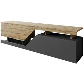 Mirjan24 Ceelias TV-Lowboard 160 cm Wotan/Anthrazit Spanplatte/Melamin