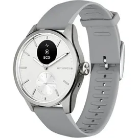 Withings ScanWatch 2 42 mm perlweiß/silber, Sport Flourelastomer-Armband grau/silber