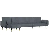 vidaXL Schlafsofa in L-Form Dunkelgrau 275x140x70 cm Samt