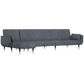 vidaXL Schlafsofa in L-Form Dunkelgrau 275x140x70 cm Samt