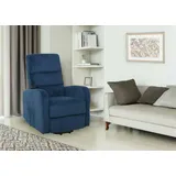 Mendler Fernsehsessel HWC-K62, Relaxsessel TV-Sessel Liege, Liegefunktion Aufstehhilfe, Metall Stofff/Textil Cord ~ blau