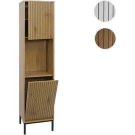Mendler Hochschrank HWC-O42, Badschrank Badregal Badezimmer Schrankfächer Wäschekorb, MDF Melamin 174x39x30cm ~ Holzoptik natur