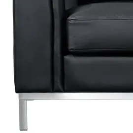 Beliani Ecksofa Schwarz Echtleder L-Förmig Rechtsseitig Modern Wohnzimmer - Schwarz/Silber