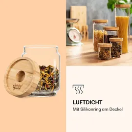 Klarstein Stapelglas mit Bambusdeckel 200 ml 4 St.