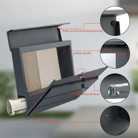 monzana Design Briefkasten anthrazit inkl. Zeitungsfach