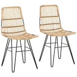 loft24 Rattanstuhl Felicia (2er-Set, 2 St), Esszimmerstühle beige