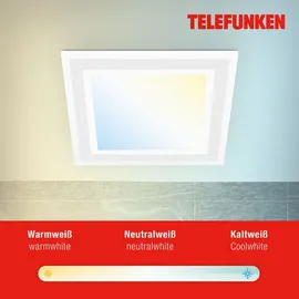 Telefunken LED Panel LED Deckenleuchte, Deckenlampe dimmbar, inkl. Fernbedienung, RGB Funktion, 24 Watt, 2400lm, Timerfunktion, 445x445x63mm (LxBxH), 318806TF,