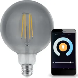 Ichona Spectrum LED Smart Leuchtmittel Globe G125 4,9W E27 Rauchglas 350lm 4000-6500K CCT Dimmbar App Google Alexa