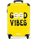 NoBoringSuitcases.com Handgepäck Koffer 55x35x20 cm 36L, Bunte Graffiti-Drucke: Gelb) - Gute Laune, Reisekoffer, mit Rollen,