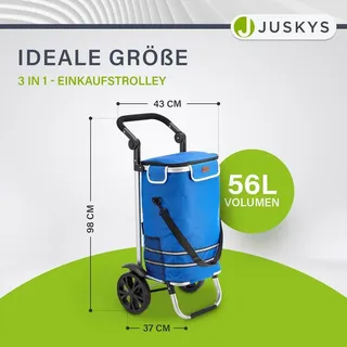 Juskys 3in1 Einkaufstrolley Dunkelblau