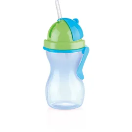 Tescoma Kindertrinkflasche mit Trinkhalm BAMBINI 300 ml, grün, blau