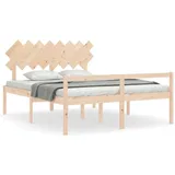 vidaXL Bett, Seniorenbett mit Kopfteil 160x200 cm Massivholz
