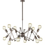 Wofi Pendelleuchte Wohnzimmer Industrial Sputnik Kronleuchter Deckenlampe Vintage Retro, Metall, 12x E27 Fassung, DxH 95x109 cm, 6445.12.09.8000