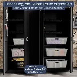 Jan Nowak Werkzeugschrank mit Lochwand BRUNO 5 Ebenen Abschließbar Metallschrank mit Werkzeugwand Werkstattschrank 185x92x50cm Grau