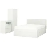IKEA BRIMNES Schlafzimmermöbel 3er-Set weiß 140x200 cm