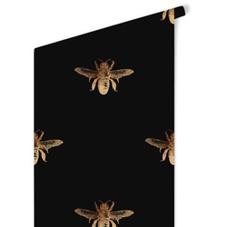 K&L Wall Art Vliestapete »Vintage Vliestapete«, Biene Retro Schwarz Gold, mehrfarbig, matt - bunt