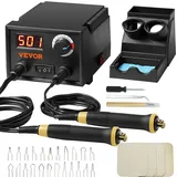 Vevor Professionelles Holzbrenner Werkzeug Brandmalerei, Brandmalerei-Set mit Dual-Stift & Dual-Anschluss, Brandmalgerät, Pyrography Machine Set, Brandmalstation inkl. Digitalanzeige Brandmalkolben