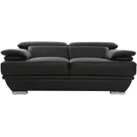 miliboo Design-Ledersofa zwei Plätze verstellbares Kopfstück Schwarz EWING - Büffelleder