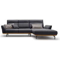 hülsta sofa Ecksofa hs.460, Sockel in Nussbaum, Winkelfüße in Umbragrau, Breite 298 cm schwarz
