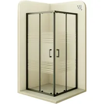 iflair DK79 Eckdusche mit Schiebetür 80 x 100 cm schwarz teilsatiertes Sicherheitsglas
